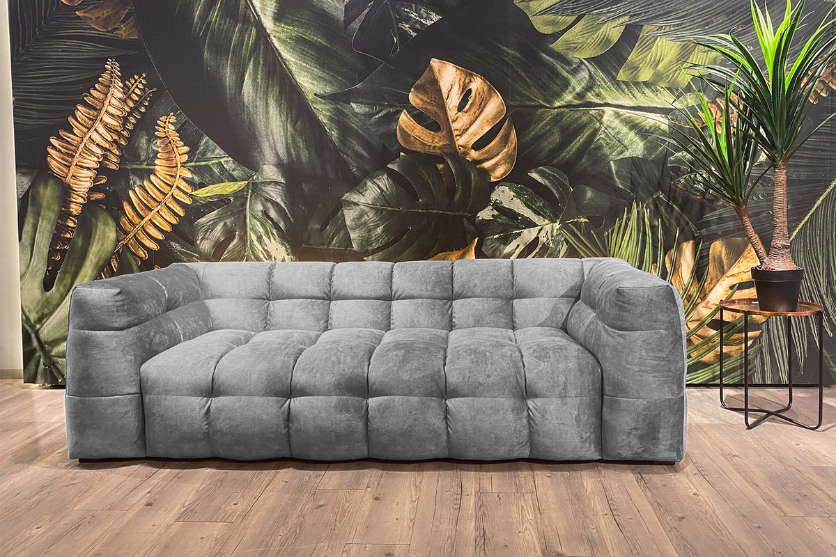KAWOLA Sofa ROSARIO Velvet hellgrau, 4-Sitzer