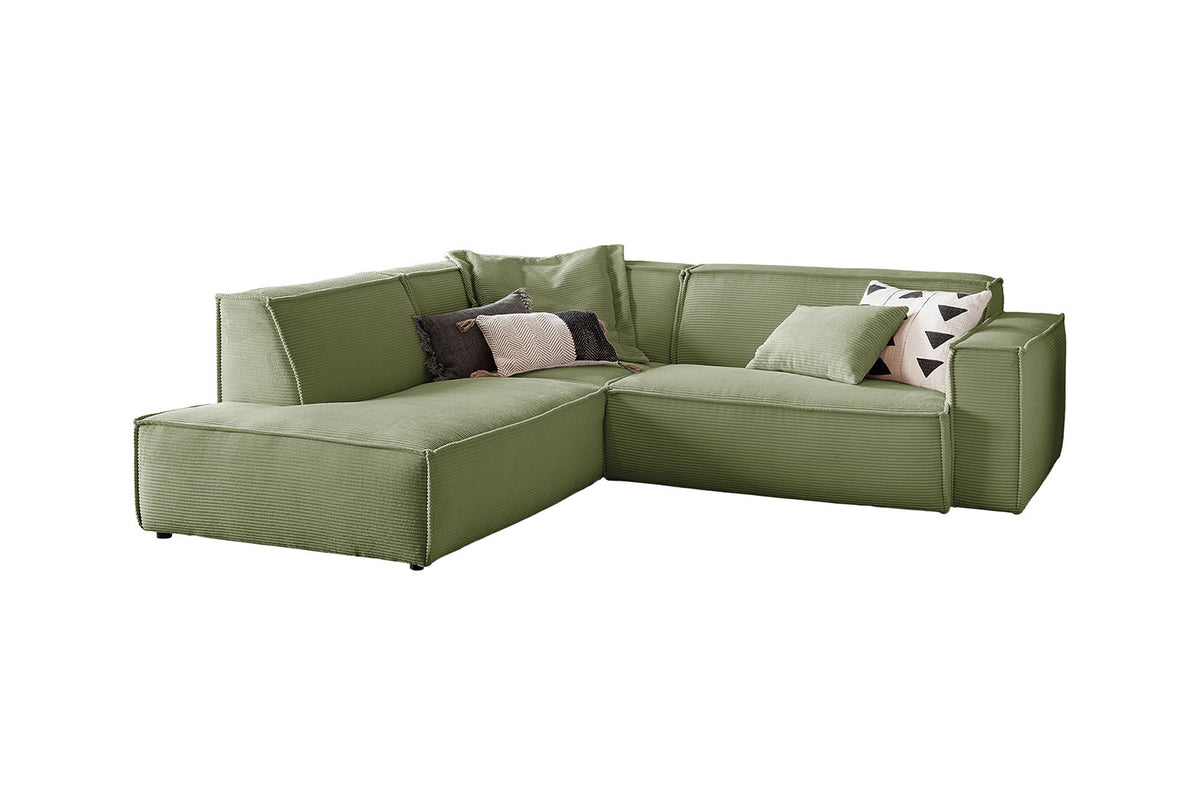 KAWOLA Sofa SAMU Ecksofa Cord olivgrün
