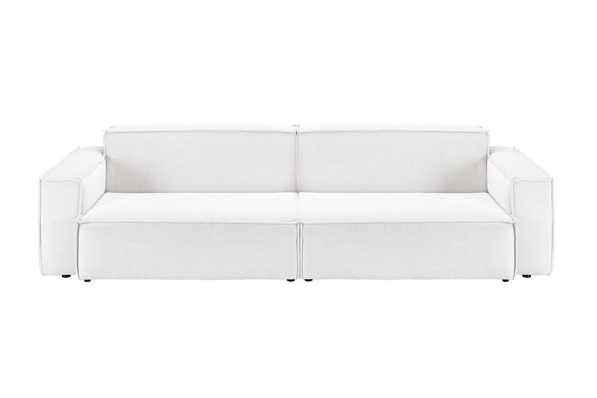 KAWOLA Sofa SAMU Feincord weiß, 3-Sitzer