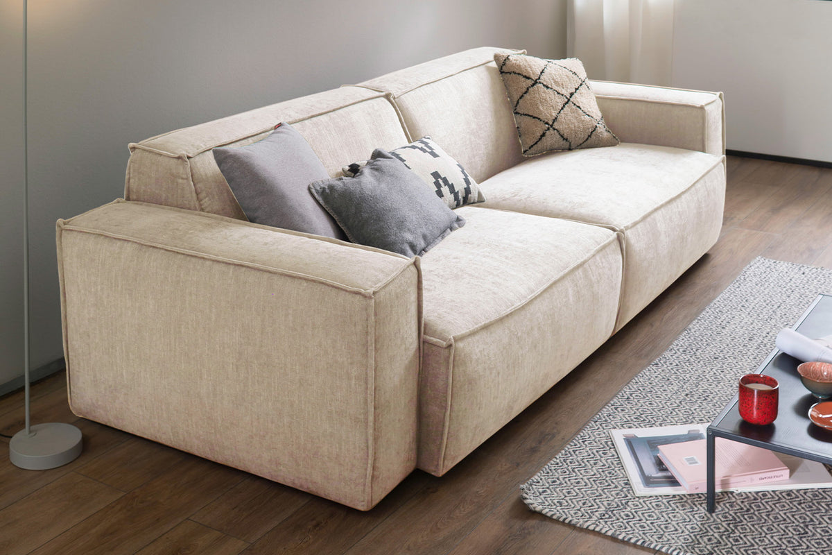 KAWOLA Sofa SAMU Stoff beige, 2-Sitzer