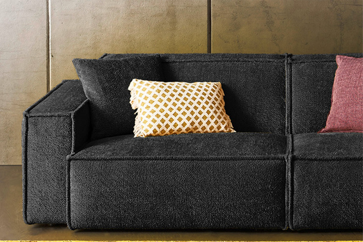 KAWOLA Sofa SAMU Stoff schwarz