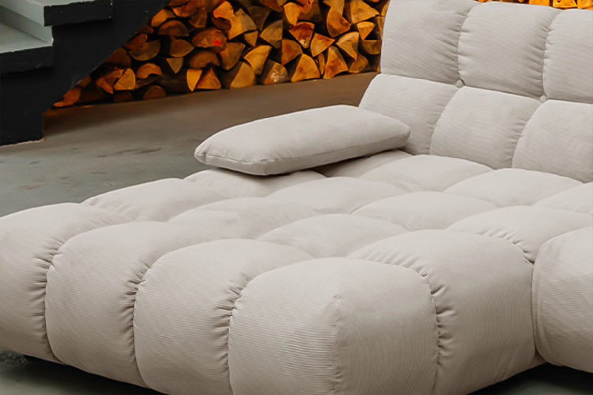 KAWOLA Sofa VIVIEN Ecksofa Feincord beige