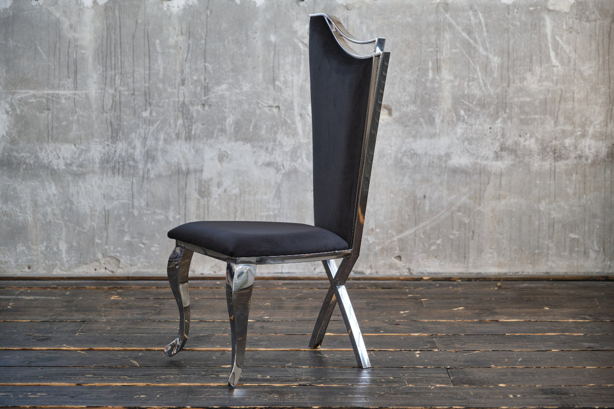 KAWOLA Stuhl AMALIA Esszimmerstuhl Barock Velvet schwarz