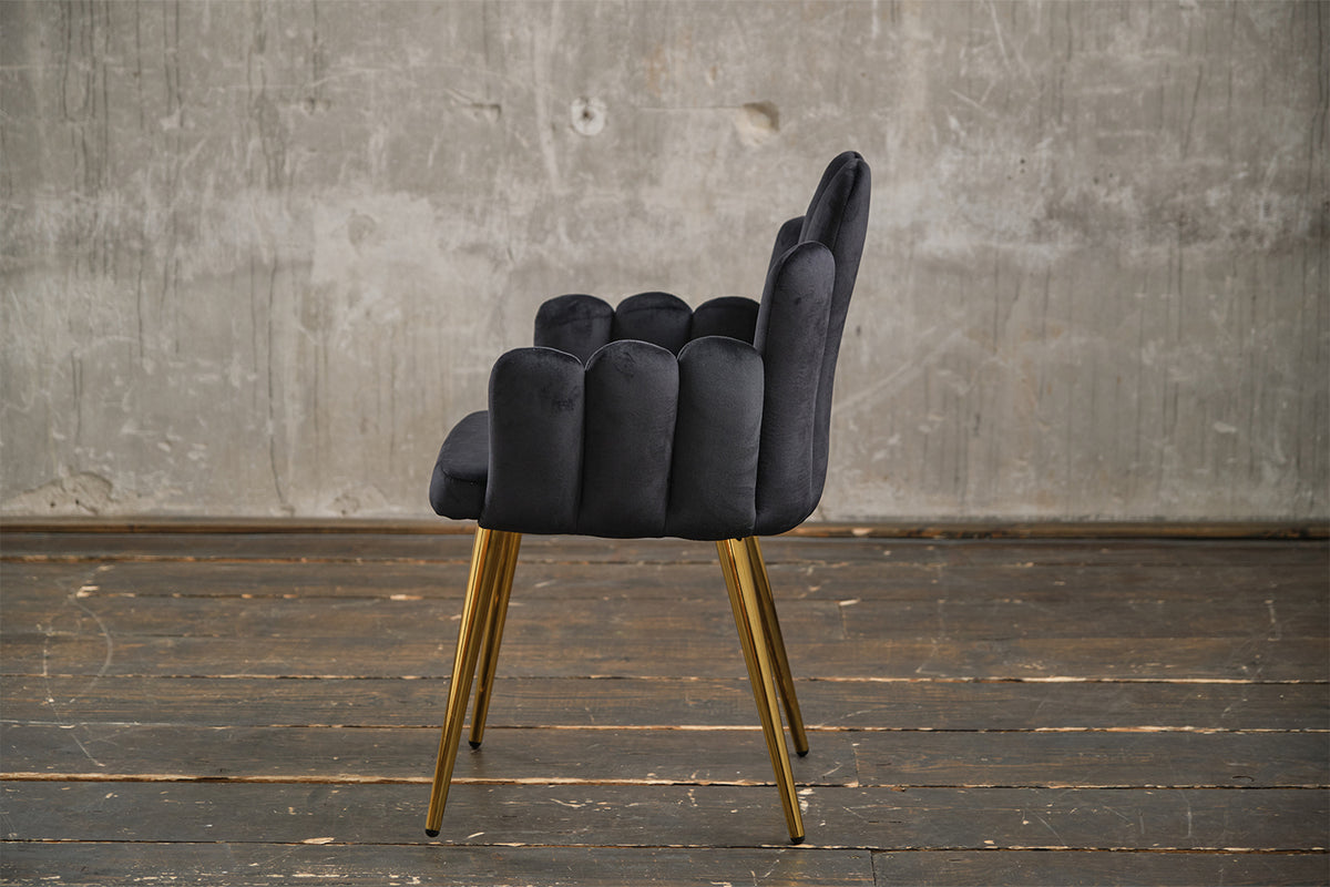 KAWOLA Stuhl FREJA Esszimmerstuhl Velvet schwarz Fuß gold
