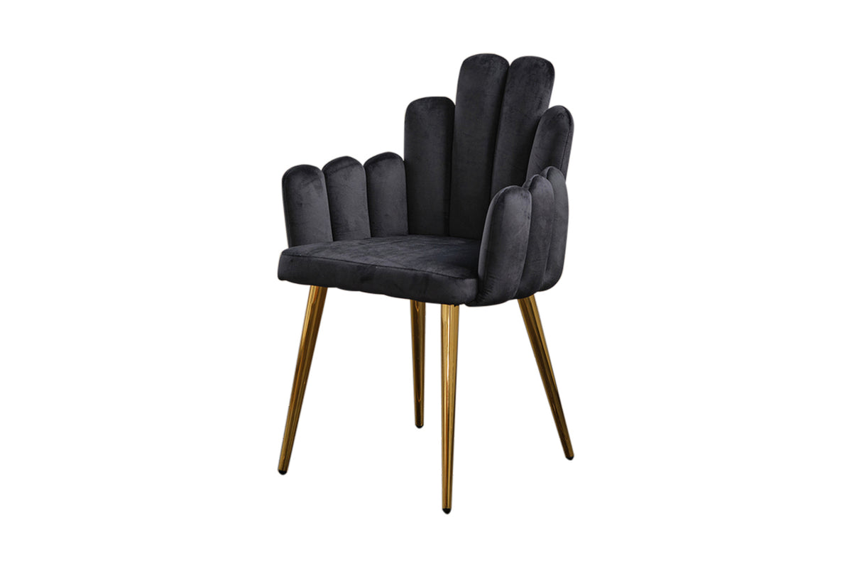 KAWOLA Stuhl FREJA Esszimmerstuhl Velvet schwarz Fuß gold