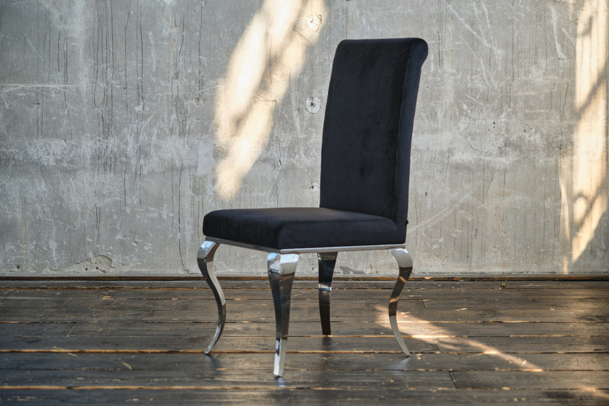 KAWOLA Stuhl LEIA Esszimmerstuhl Barock Velvet schwarz