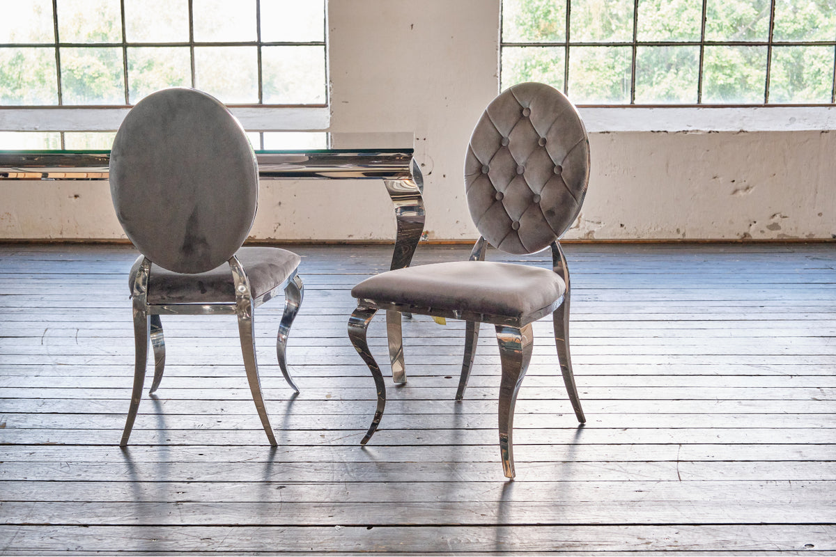 KAWOLA Stuhl LINDA Esszimmerstuhl Barock Velvet grau