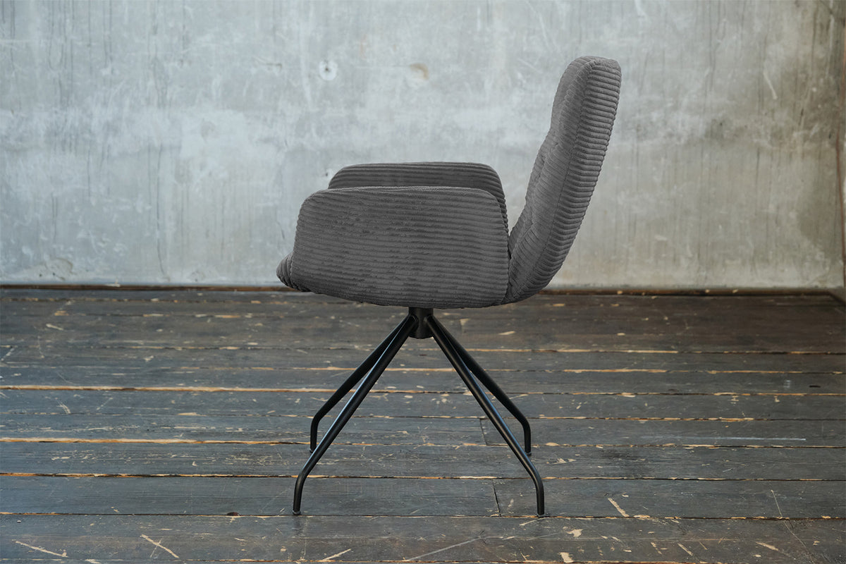KAWOLA Stuhl NEW CHARME Drehstuhl Esszimmersessel Cord grau