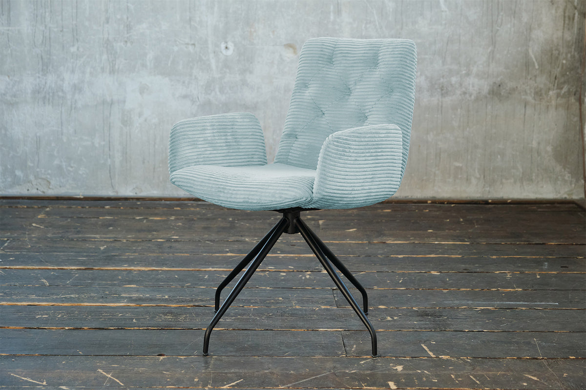 KAWOLA Stuhl NEW CHARME Drehstuhl Esszimmersessel Cord hellblau