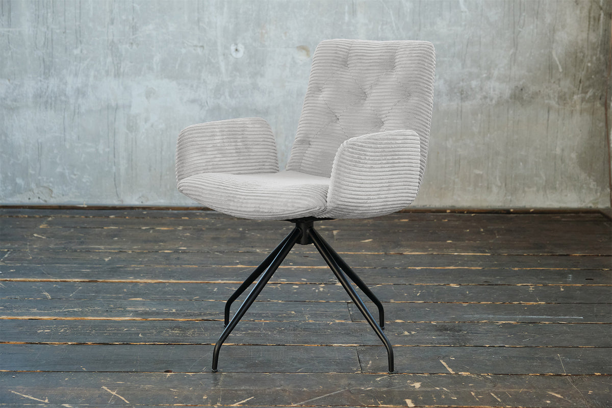 KAWOLA Stuhl NEW CHARME Drehstuhl Esszimmersessel Cord hellgrau