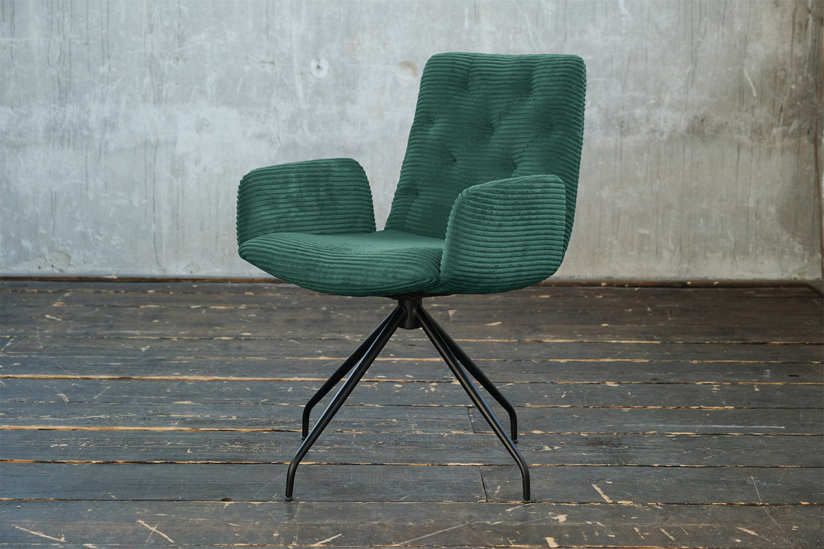 KAWOLA Stuhl NEW CHARME Drehstuhl Esszimmersessel Cord smaragd