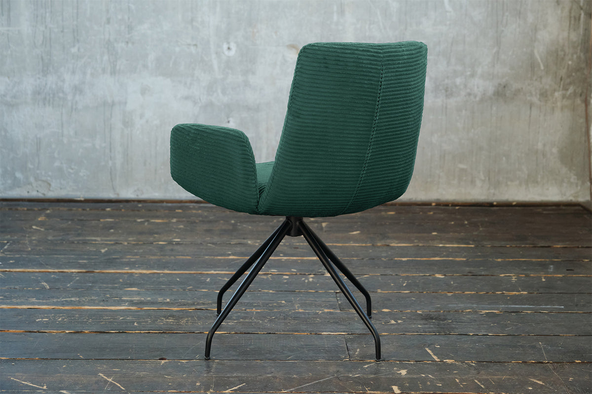 KAWOLA Stuhl NEW CHARME Drehstuhl Esszimmersessel Cord smaragd