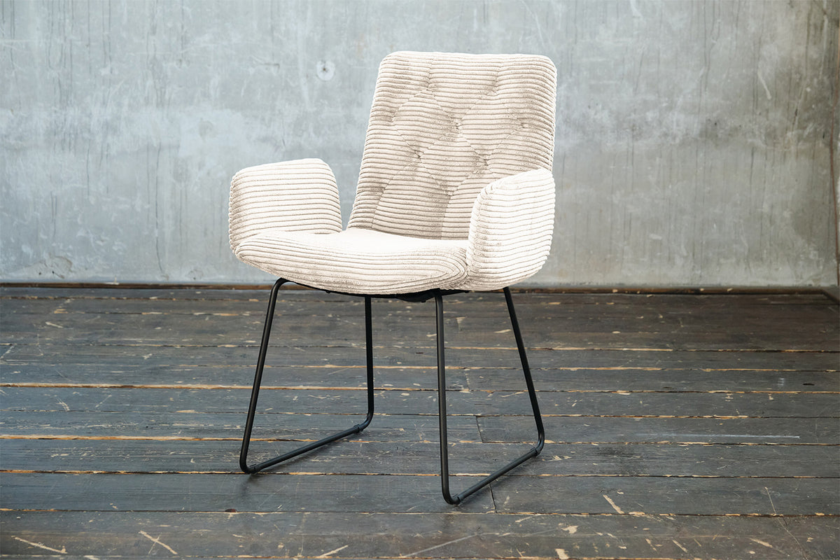 KAWOLA Stuhl NEW CHARME Esszimmersessel Cord cremeweiß