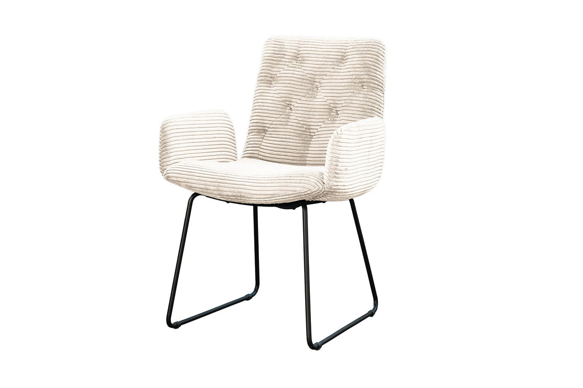 KAWOLA Stuhl NEW CHARME Esszimmersessel Cord cremeweiß