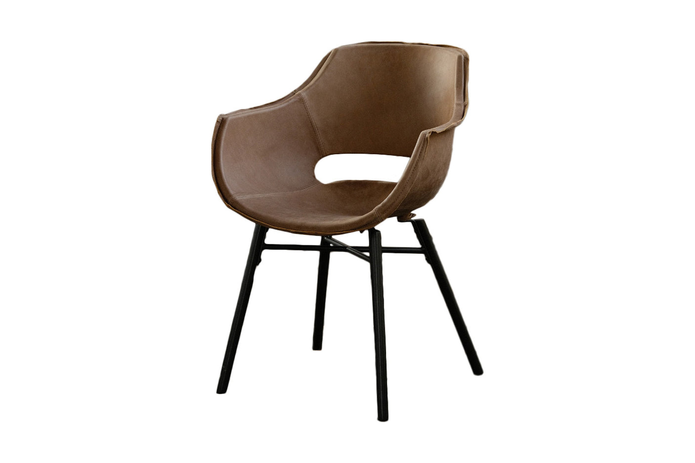 B-Ware KAWOLA Silla ZAJA Exclusive Silla de comedor de cuero auténtico marrón arena