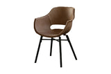 B-Ware KAWOLA Silla ZAJA Exclusive Silla de comedor de cuero auténtico marrón arena
