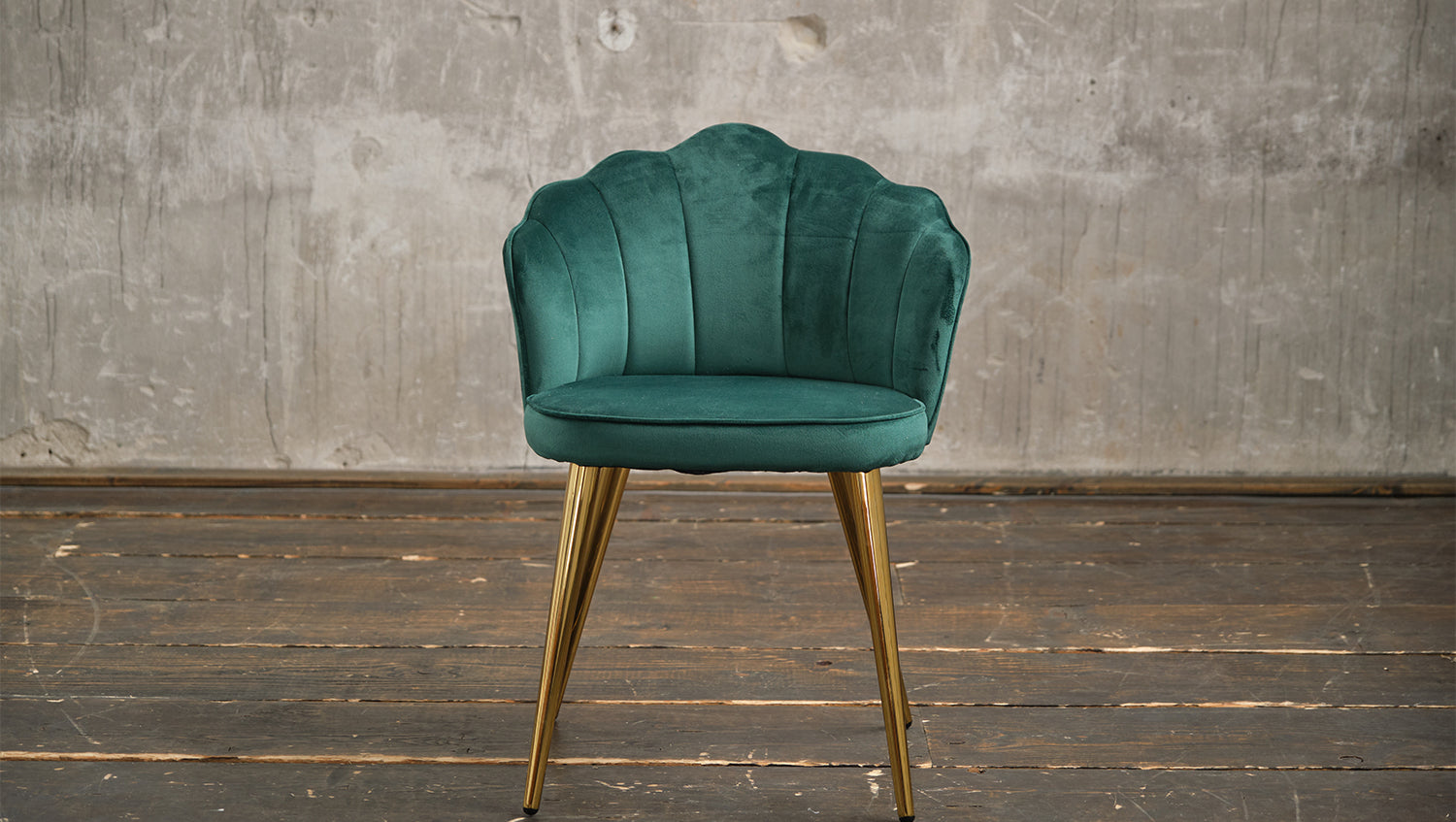 Producto de 2a oportunidad: silla KAWOLA SALLY, silla de comedor, terciopelo verde, patas doradas