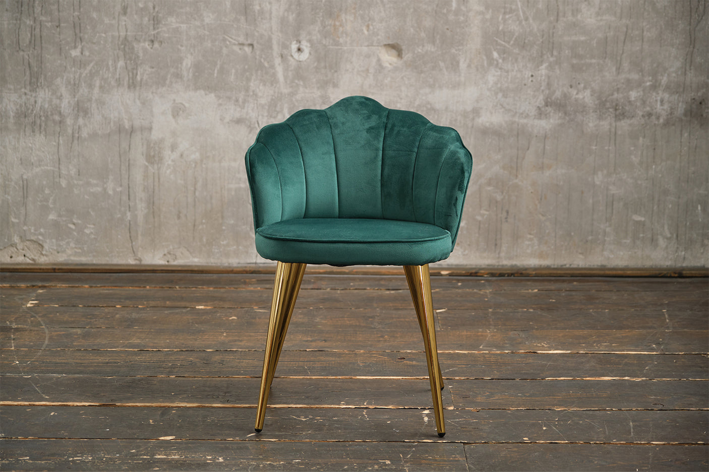 Producto de 2a oportunidad: silla KAWOLA SALLY, silla de comedor, terciopelo verde, patas doradas