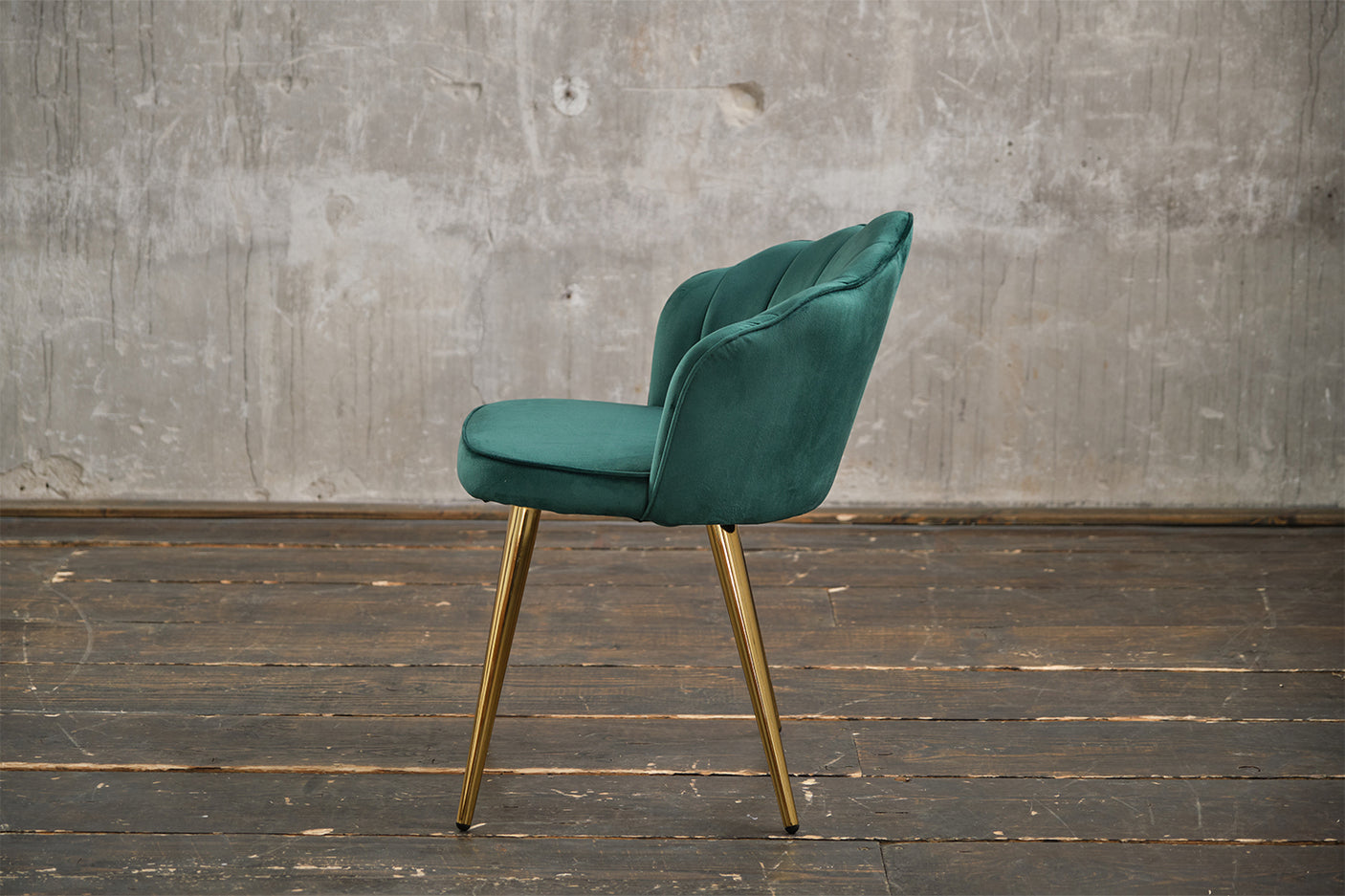 Producto de 2a oportunidad: silla KAWOLA SALLY, silla de comedor, terciopelo verde, patas doradas