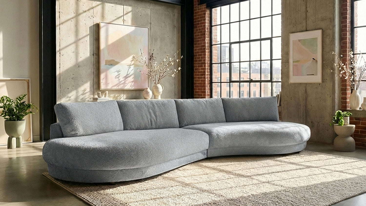 KAWOLA Big Sofa PADANA Stoff grau