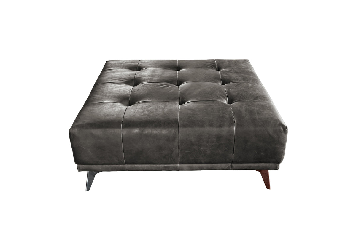 B-Ware KAWOLA Hocker WIOLO Leder grau
