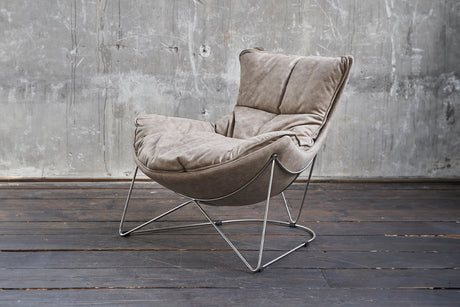 B-Ware KAWOLA Sessel FINA Polstersessel Metallgestell Microfaser beige