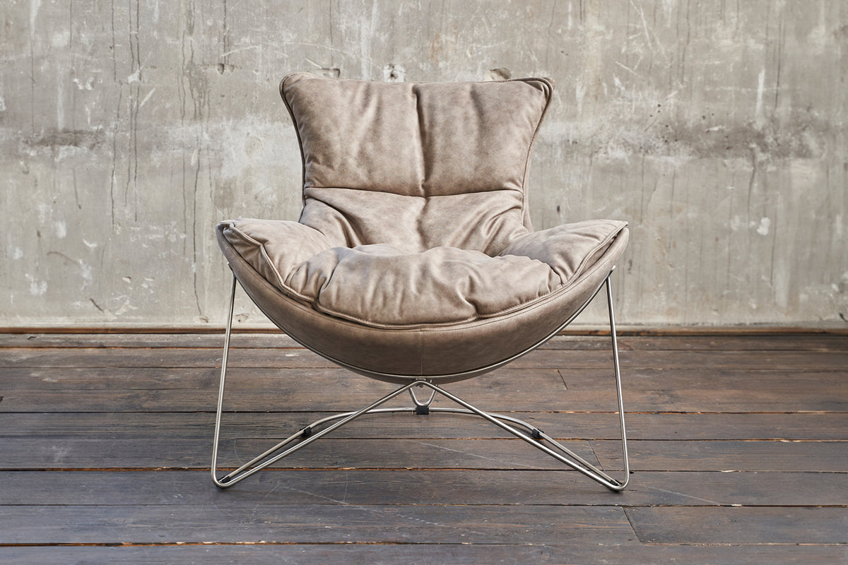 B-Ware KAWOLA Sessel FINA Polstersessel Metallgestell Microfaser beige