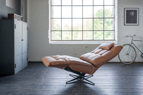 B-Ware KAWOLA Sessel MIKO Relaxsessel drehbar Leder braun
