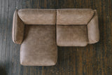 B-Ware KAWOLA Sofa DAVITO Ecksofa Lederimitat im Vintagelook braun Recamiere links