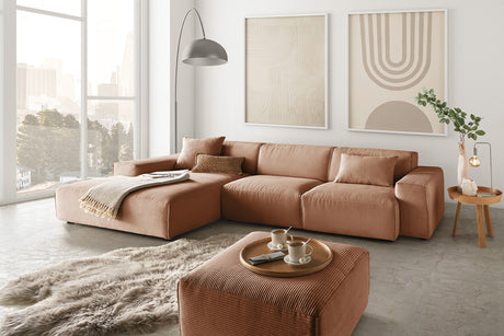 B-Ware KAWOLA Sofa RANI Ecksofa Cord rost Recamiere links