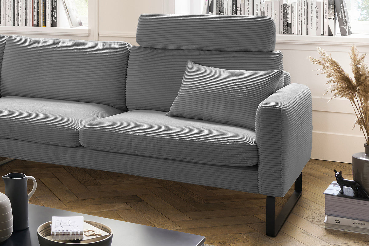 B-Ware KAWOLA Sofa RICARDA Ecksofa Cord grau Recamiere links