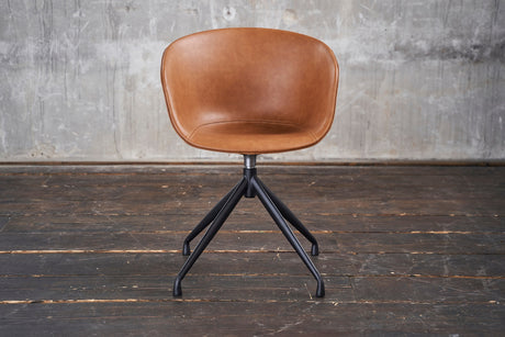 B-Ware KAWOLA Stuhl DANI Esszimmerstuhl mit Drehfunktion Kunstleder cognac