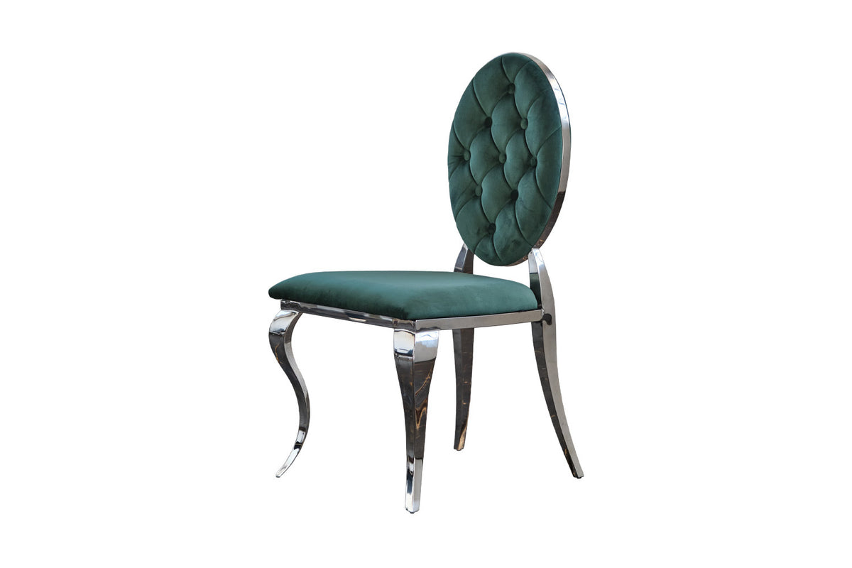 B-Ware KAWOLA Stuhl LINDA Esszimmerstuhl Barock Velvet grün