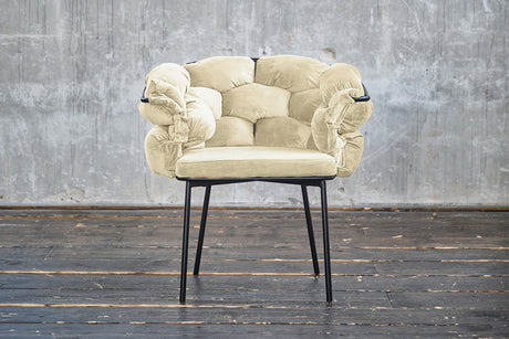 B-Ware KAWOLA Stuhl MONTY Designstuhl Velvet cremeweiß