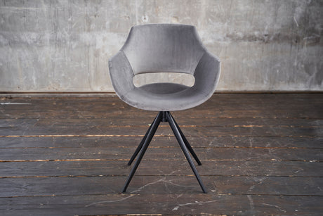 B-Ware KAWOLA Stuhl ZAJA Esszimmerstuhl Velvet drehbar grey