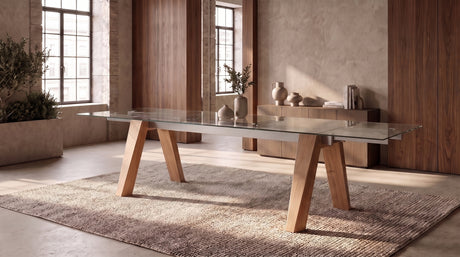 KAWOLA Ausziehtisch MOUNTY Esstisch Glas 200-300 cm x 100 cm