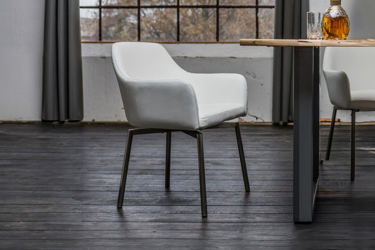 KAWOLA B-Ware Stuhl Loui Sessel Kunstleder Esszimmerstuhl weiß