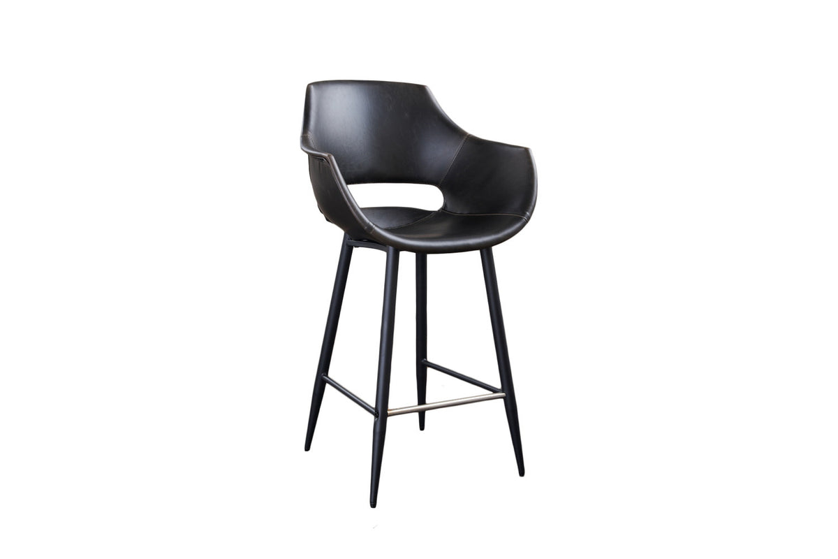 KAWOLA Barhocker ZAJA Barstuhl Sitzhöhe 76 cm Kunstleder schwarz
