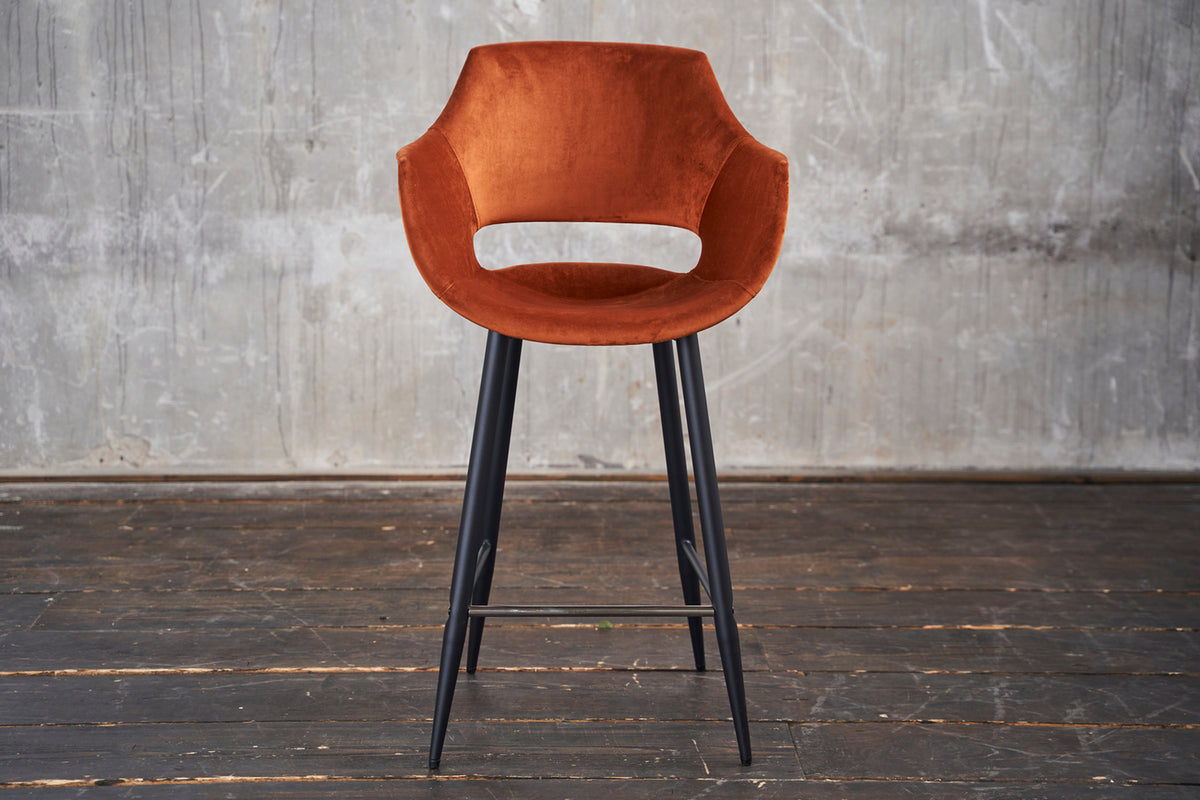 KAWOLA Barhocker ZAJA Barstuhl Sitzhöhe 76 cm Velvet cognac