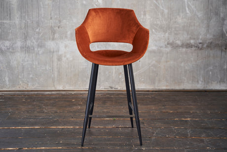 KAWOLA Barhocker ZAJA Barstuhl Sitzhöhe 76 cm Velvet cognac