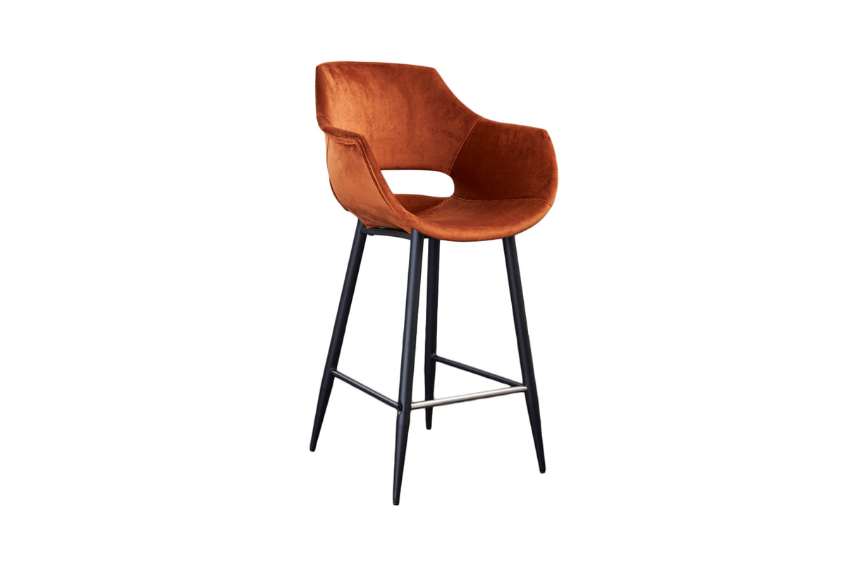 KAWOLA Barhocker ZAJA Barstuhl Sitzhöhe 76 cm Velvet cognac
