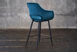 KAWOLA Barhocker ZAJA Barstuhl Sitzhöhe 76 cm Velvet petrol