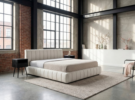 KAWOLA Bett ALIOTTA Polsterbett Stoff cremeweiß, 200 x 200 cm, Mit Lattenrost