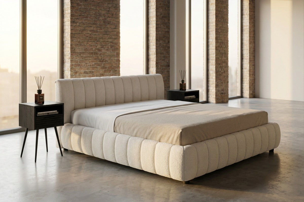 KAWOLA Bett ALIOTTA Polsterbett Stoff cremeweiß