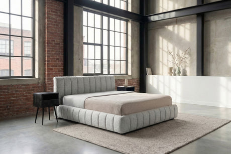 KAWOLA Bett ALIOTTA Polsterbett Stoff grau, 200 x 200 cm, Mit Lattenrost
