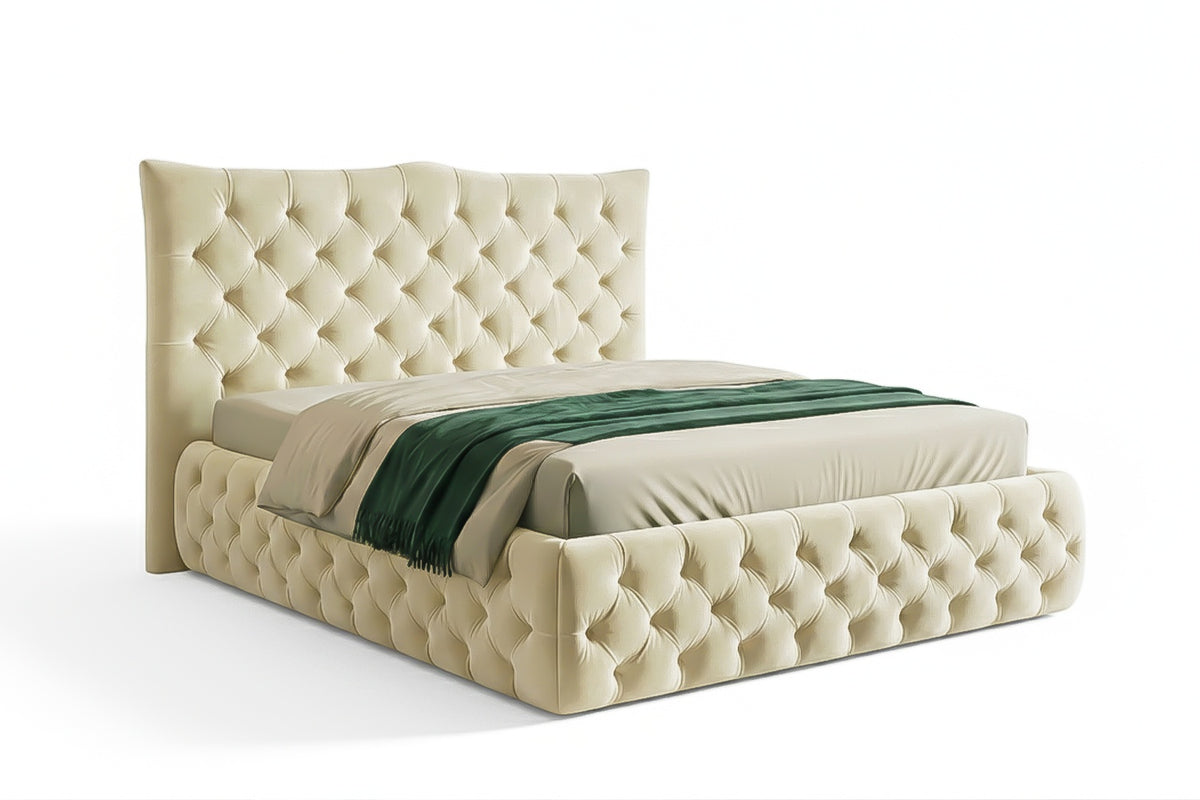 KAWOLA Bett BERTINI Polsterbett Velvet creme mit Lattenrost