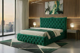 KAWOLA Bett BERTINI Polsterbett Velvet grün mit Lattenrost, 200 x 160 cm