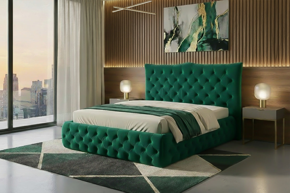 KAWOLA Bett BERTINI Polsterbett Velvet grün mit Lattenrost, 200 x 180 cm