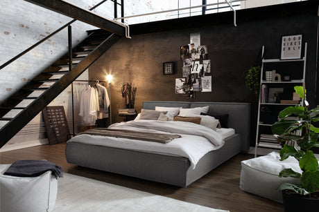KAWOLA Bett CARLO Polsterbett Stoff anthrazit, 200 x 140 cm