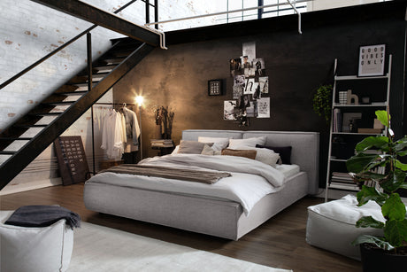 KAWOLA Bett CARLO Polsterbett Stoff grau, 200 x 180 cm
